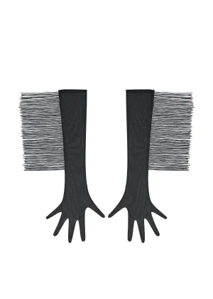 Long Mesh Gloves With Fringe (Black)