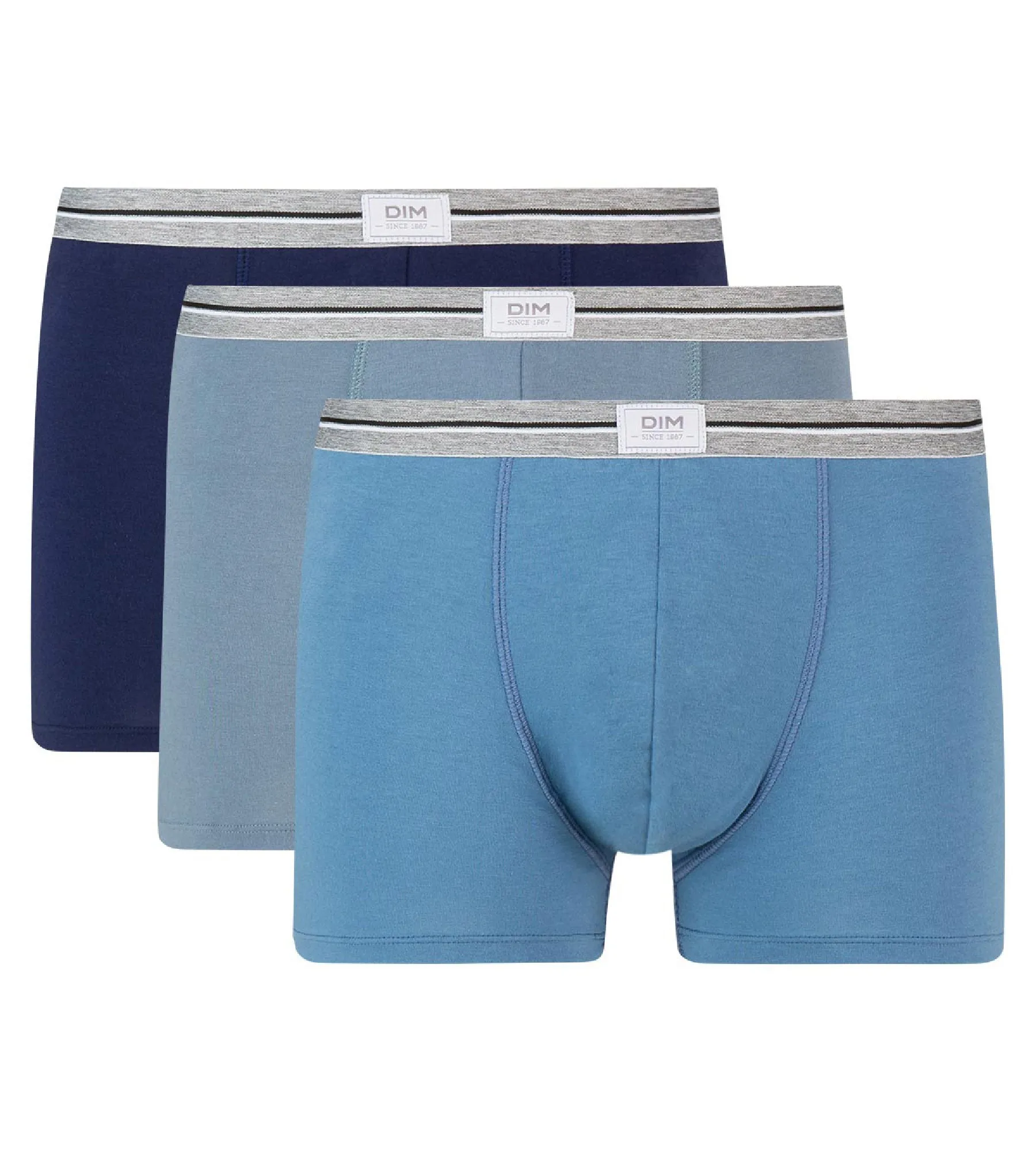 Lot de 3 boxers bleu jean gris en coton stretch résistant Ultra Resist