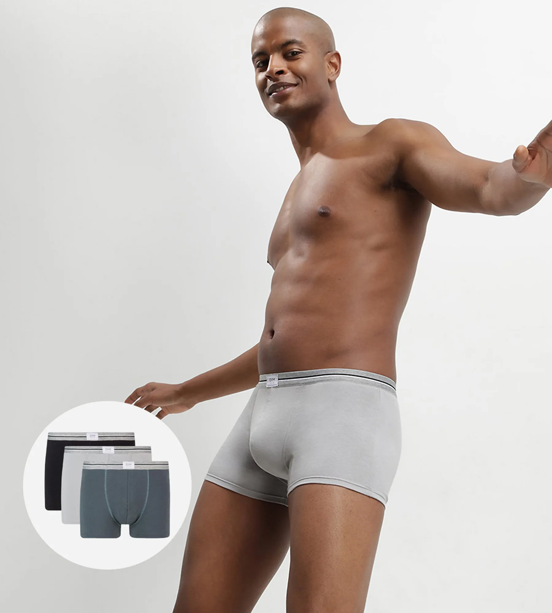 Lot de 3 boxers bleu jean gris en coton stretch résistant Ultra Resist
