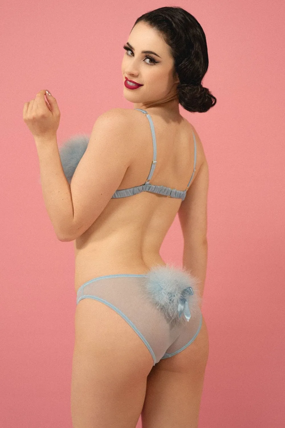Lulu Baby Blue Diamante Marabou Brief