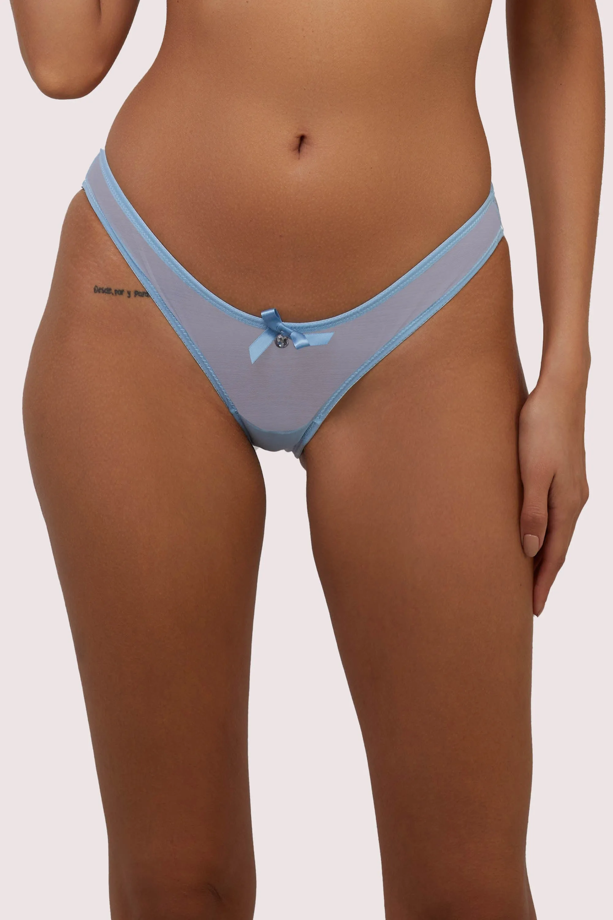 Lulu Baby Blue Diamante Marabou Brief