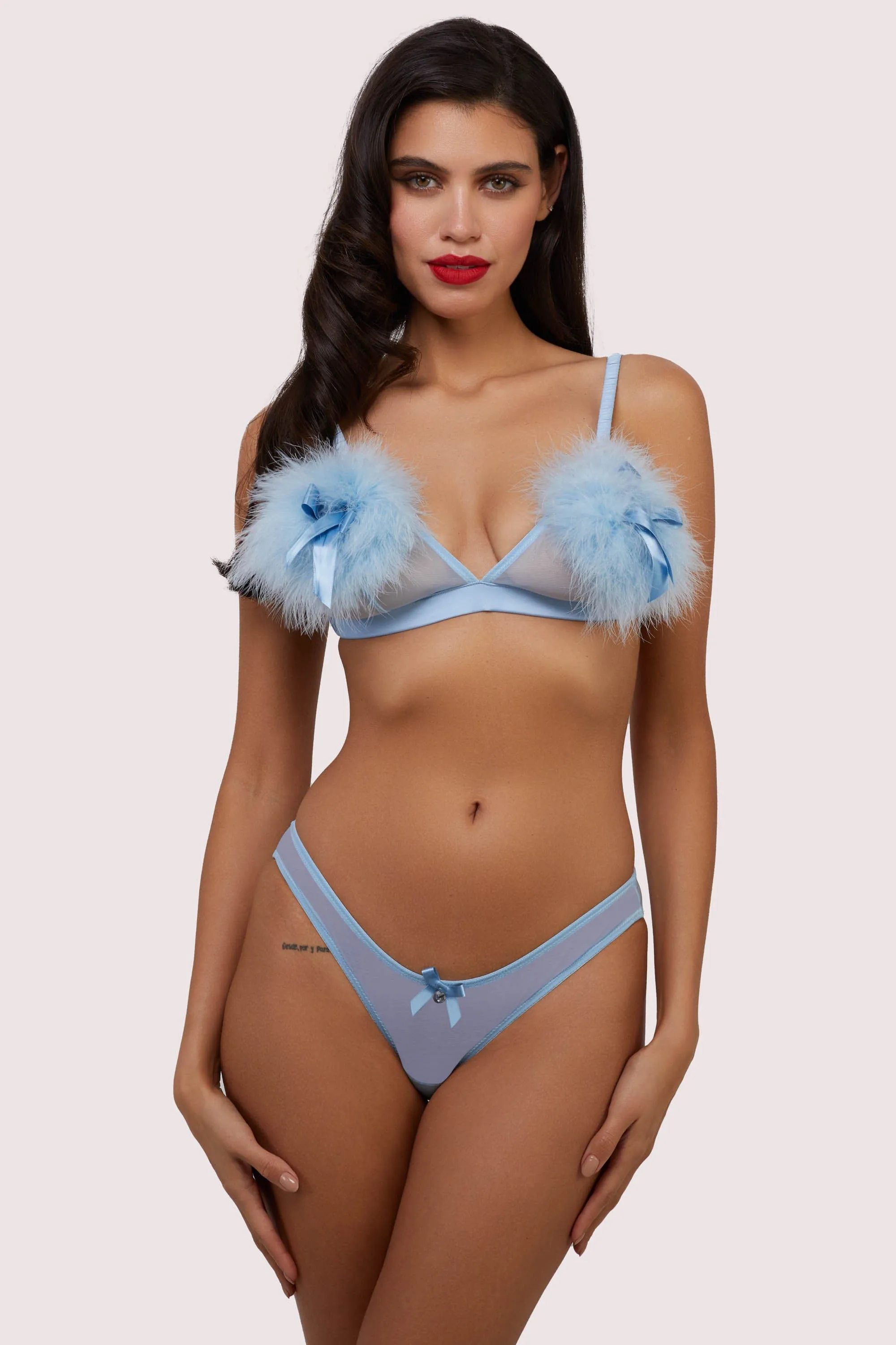 Lulu Baby Blue Diamante Marabou Brief