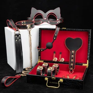 Luxury Black & Gold BDSM Fantasy Kit – 9 -Piece Set