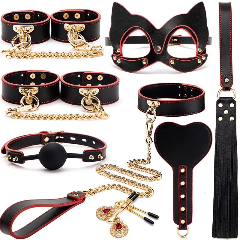 Luxury Black & Gold BDSM Fantasy Kit – 9 -Piece Set