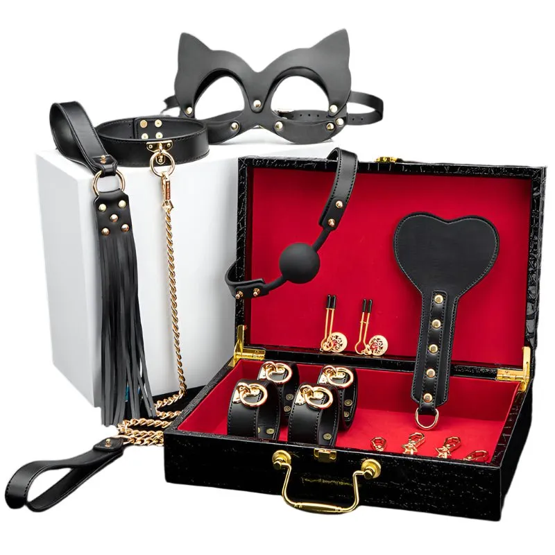 Luxury Black & Gold BDSM Fantasy Kit – 9 -Piece Set