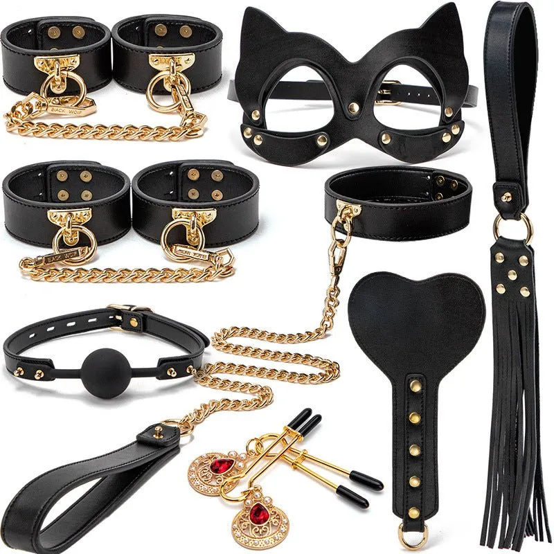 Luxury Black & Gold BDSM Fantasy Kit – 9 -Piece Set