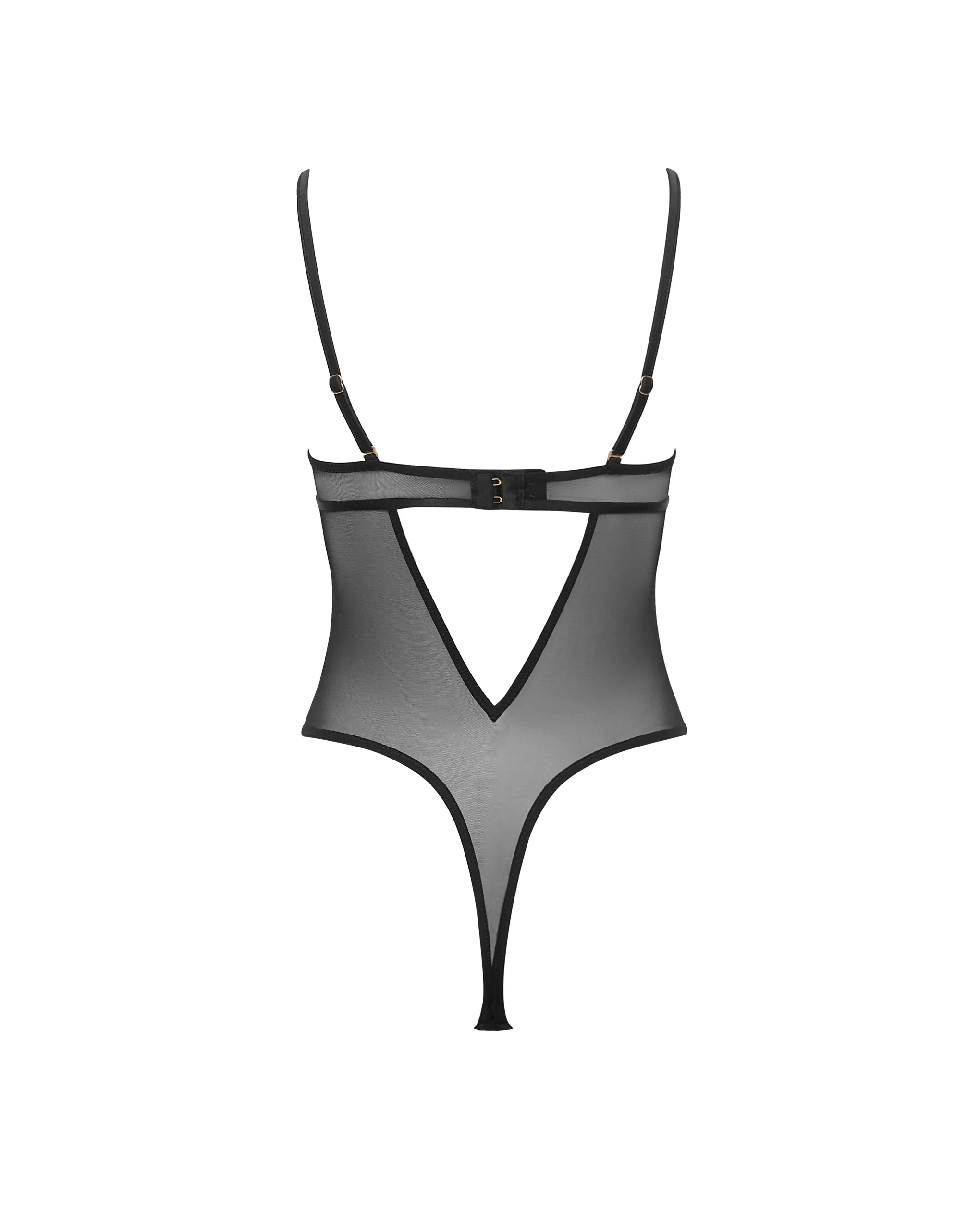 Madeline Sheer Lace Bodysuit Black