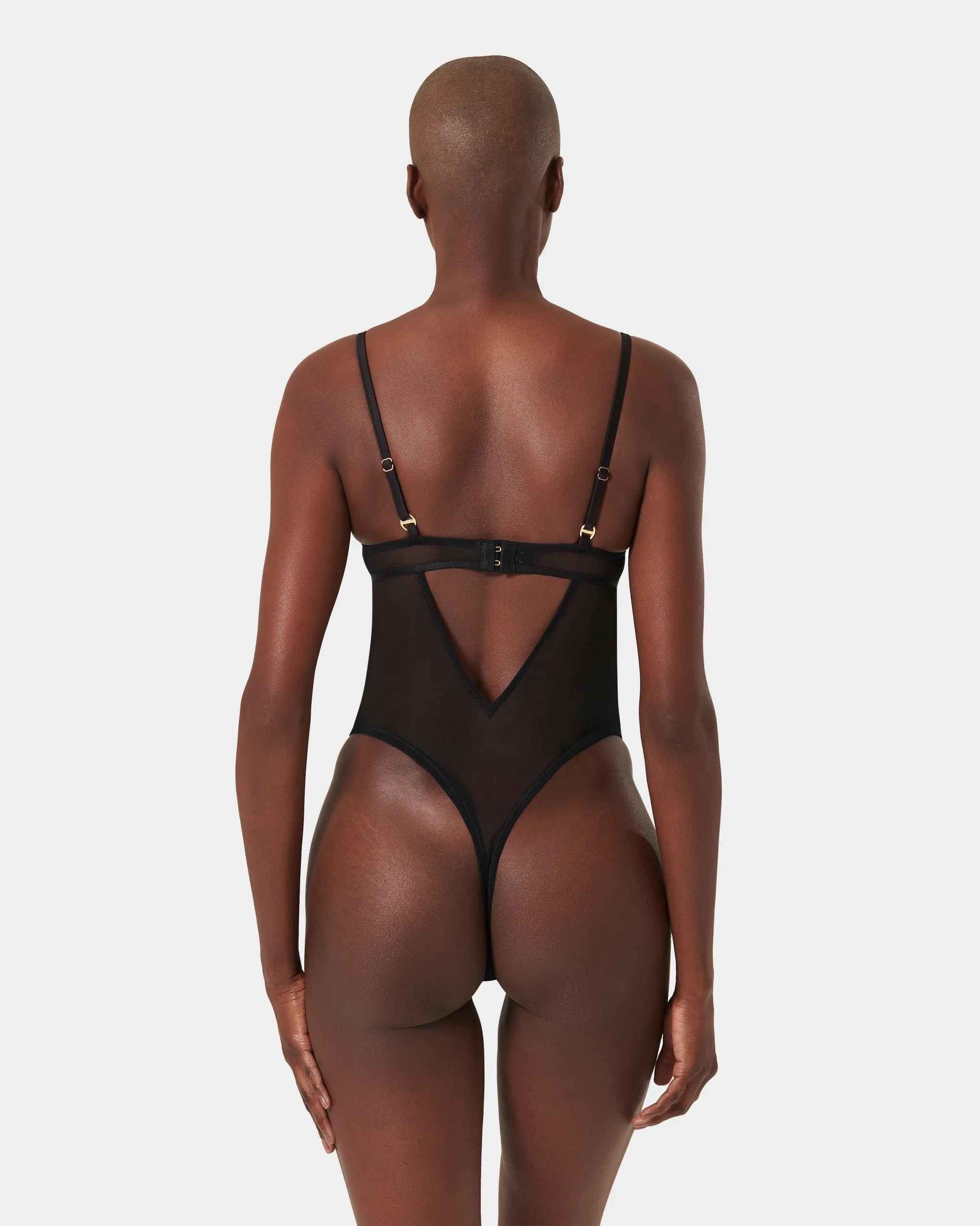 Madeline Sheer Lace Bodysuit Black