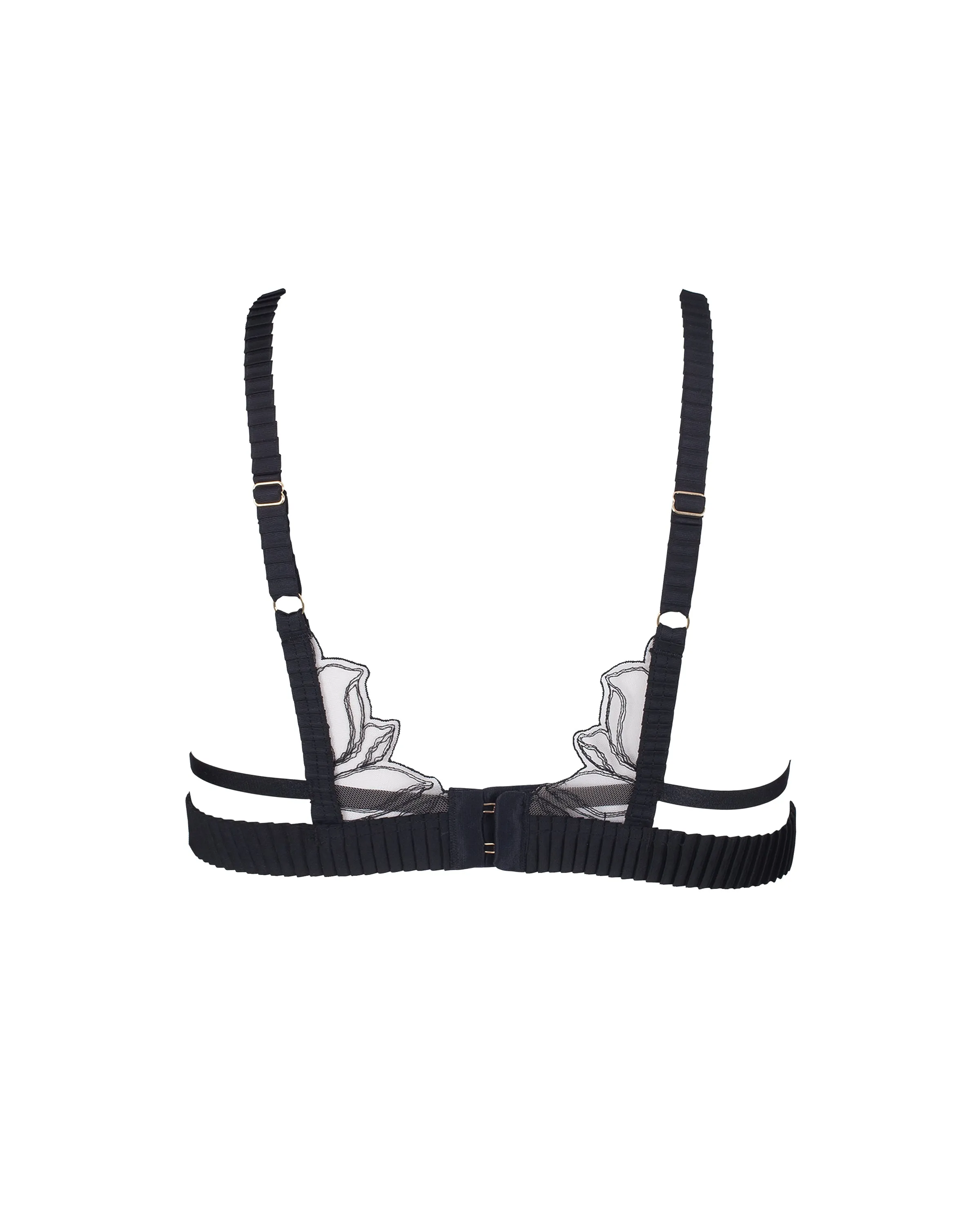 Maia Embroidered Sheer Bra Black