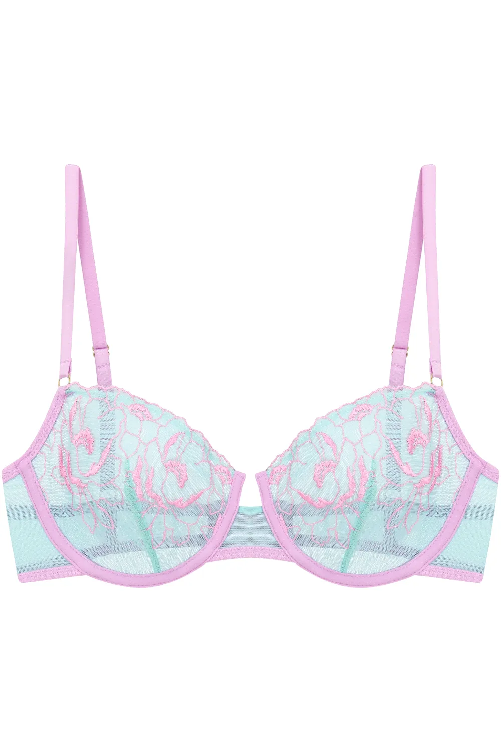Marta Floral Embroidery Underwire Bra in Pastel Green