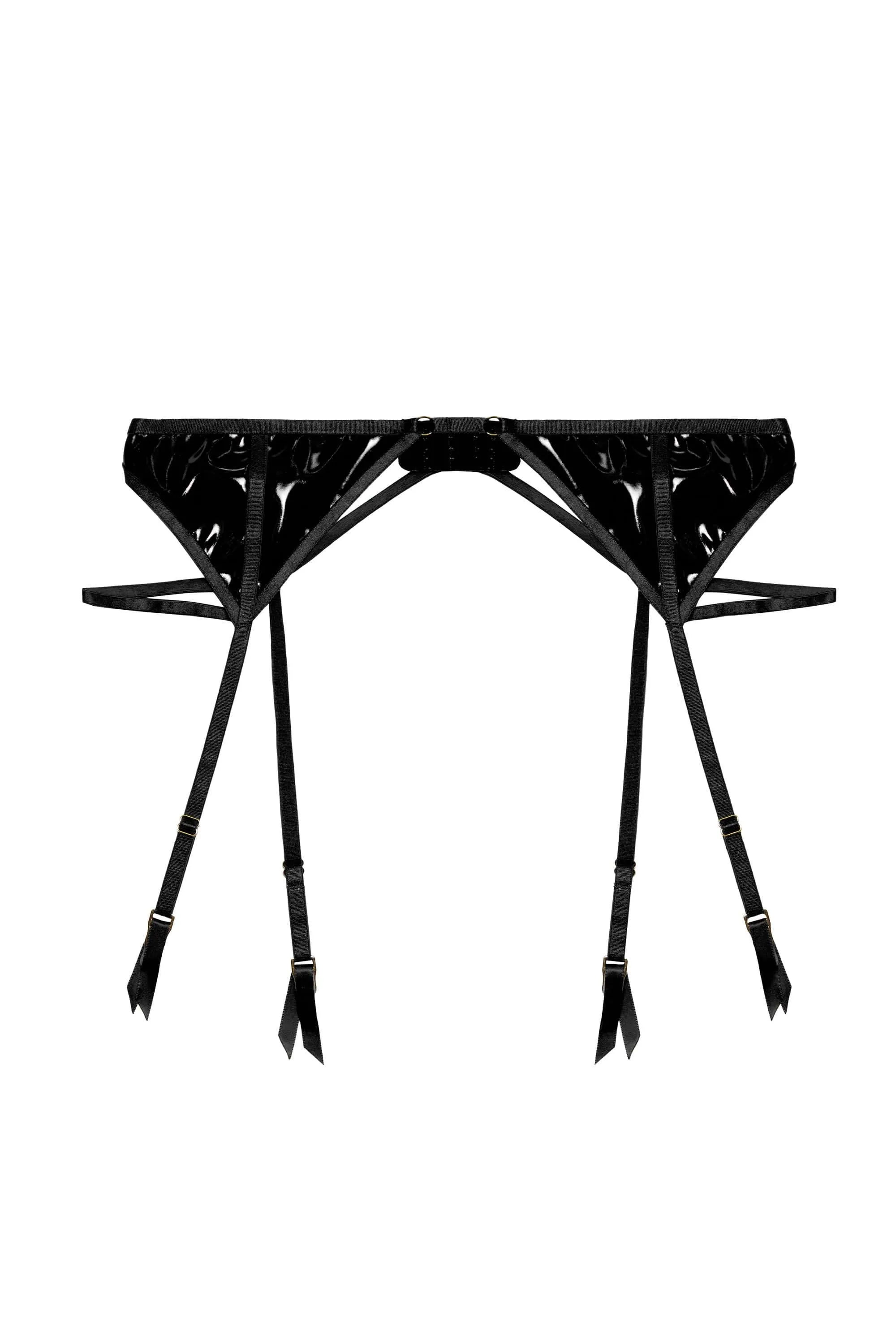 Maxine Black PVC Strap and Ring Detail Suspender