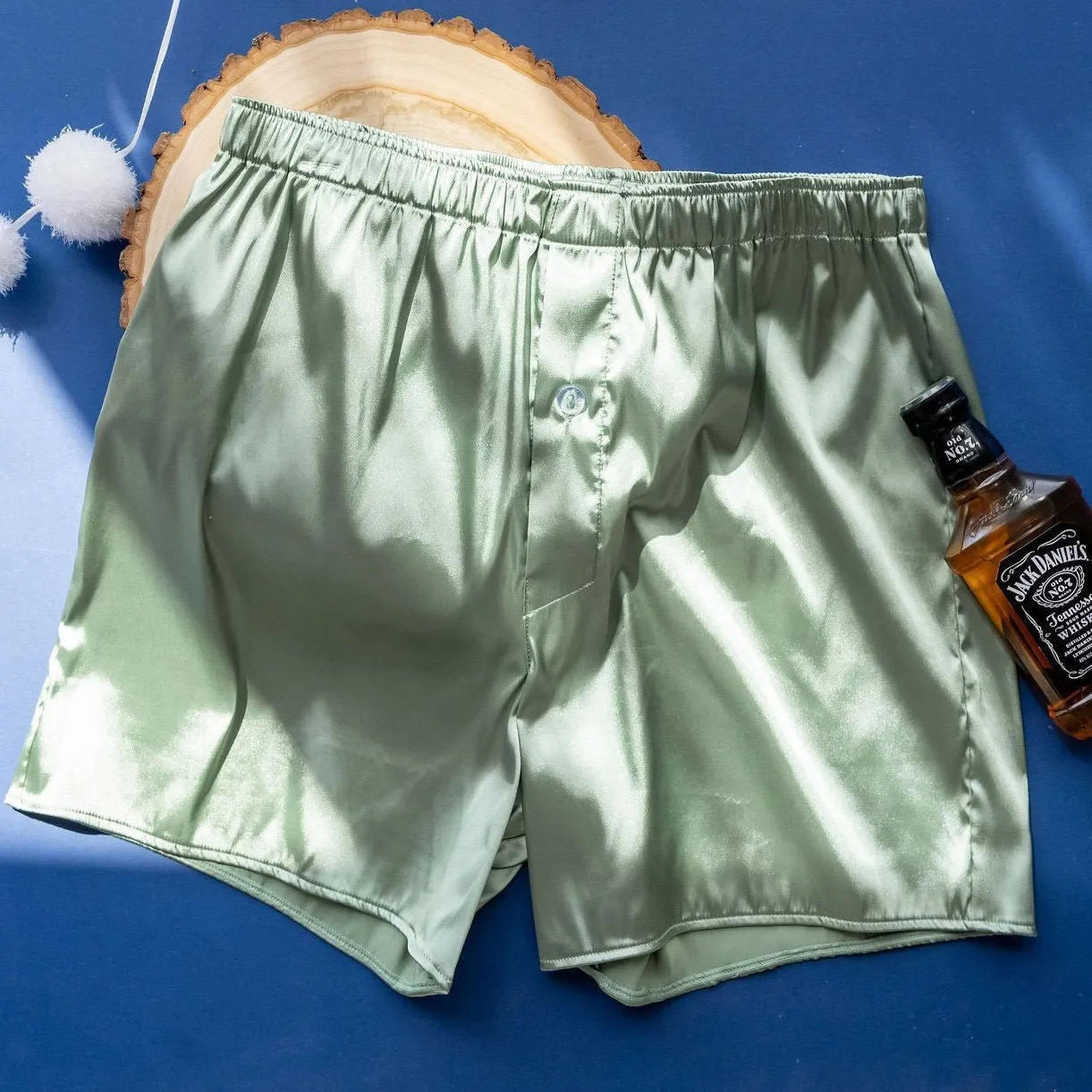 Men's Satin Boxer - Misty Jade