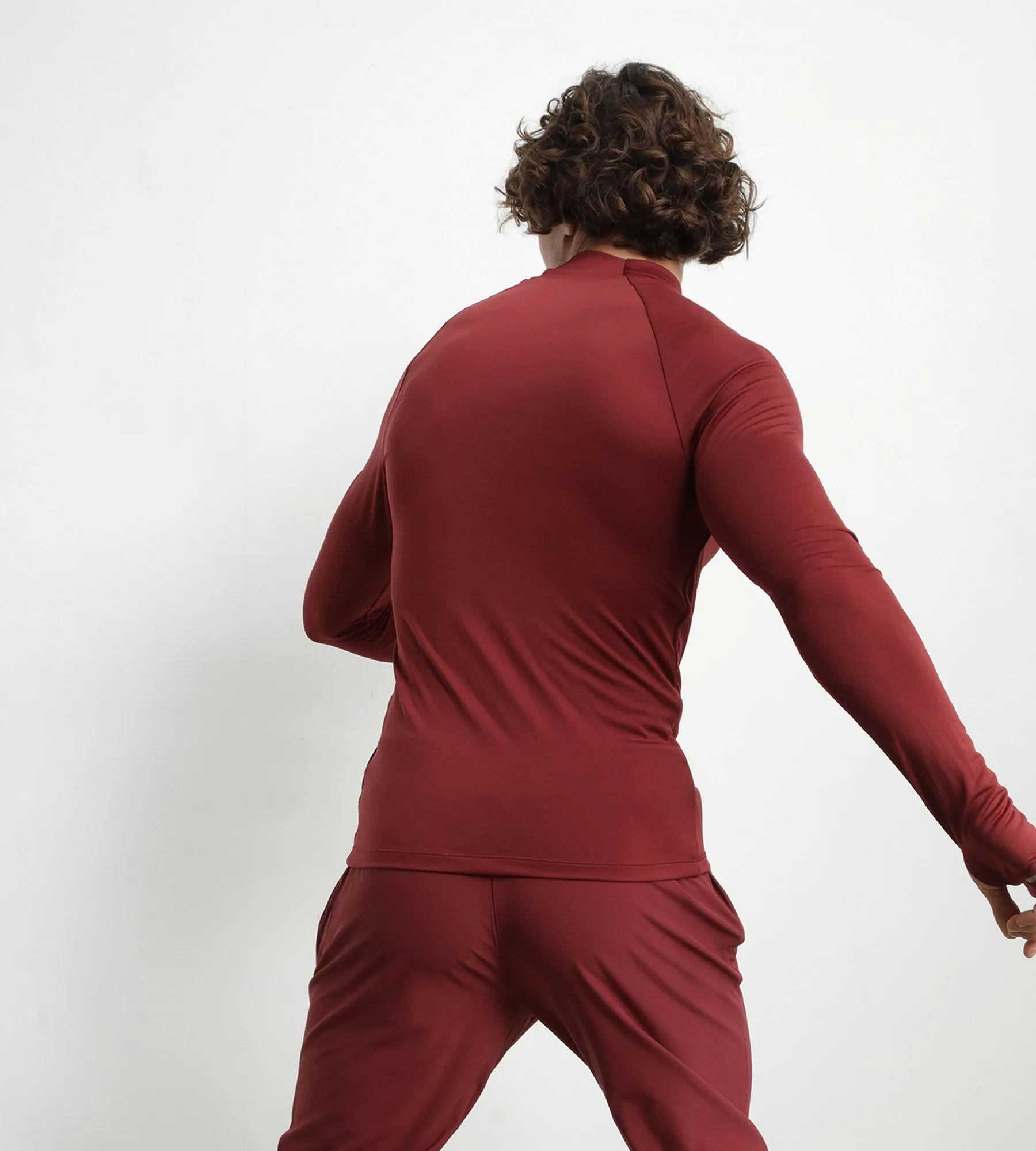 Men's sports top with high collar in Bordeaux microfiber Dim Move