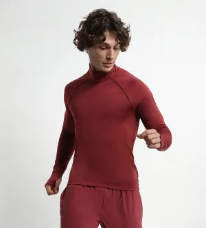 Men's sports top with high collar in Bordeaux microfiber Dim Move