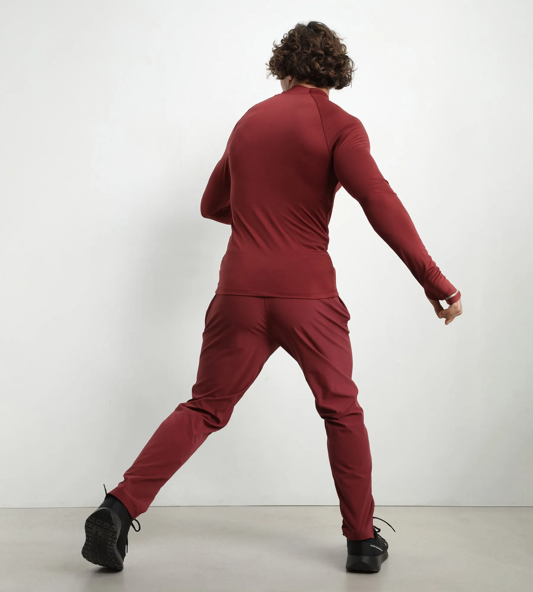 Men's sports top with high collar in Bordeaux microfiber Dim Move