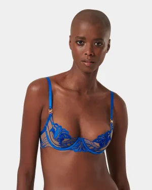 Monique Floral Embroidered Bra Blue