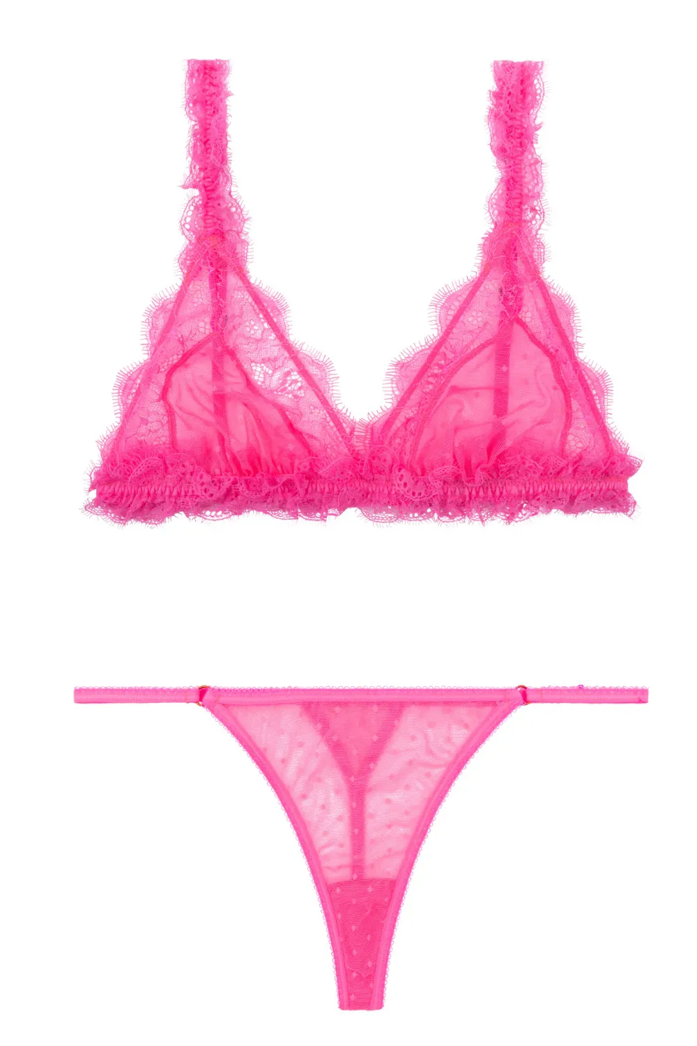 Neon Pink Triangle Bralette & Mini Thong set