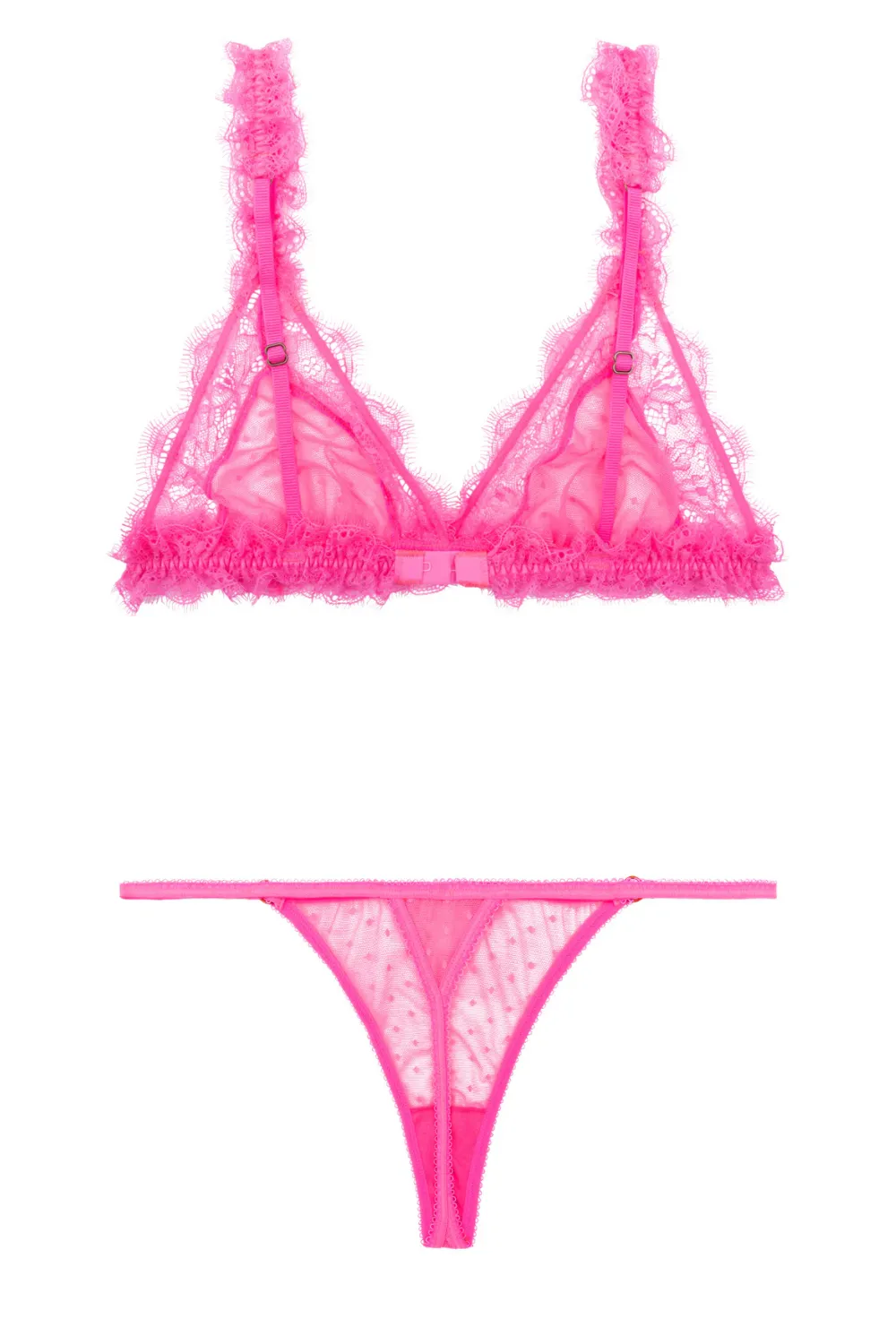 Neon Pink Triangle Bralette & Mini Thong set