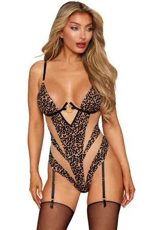 Nude Leopard Garter Teddy