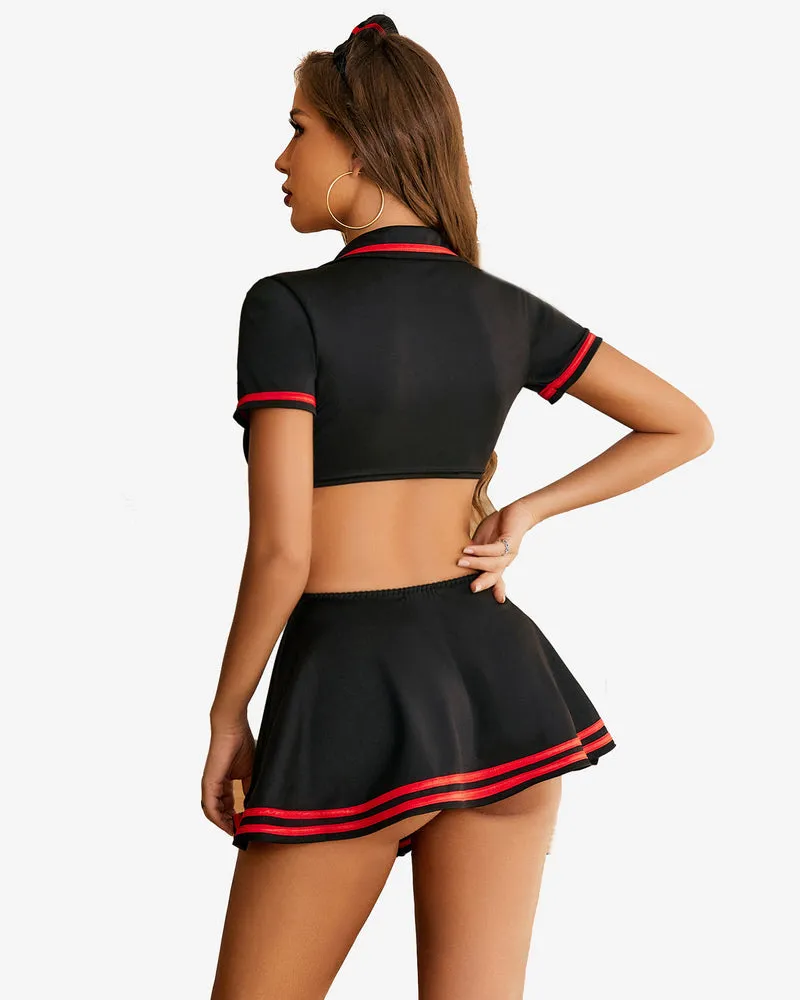 Nurse Cosplay with Tie Top and Mini Pleated Skirt Set