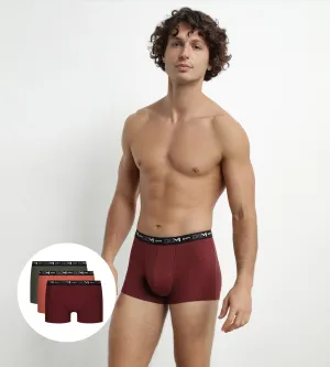 Pack of 3 Red Green Dim Cotton Stretch Boxer Briefs for Men