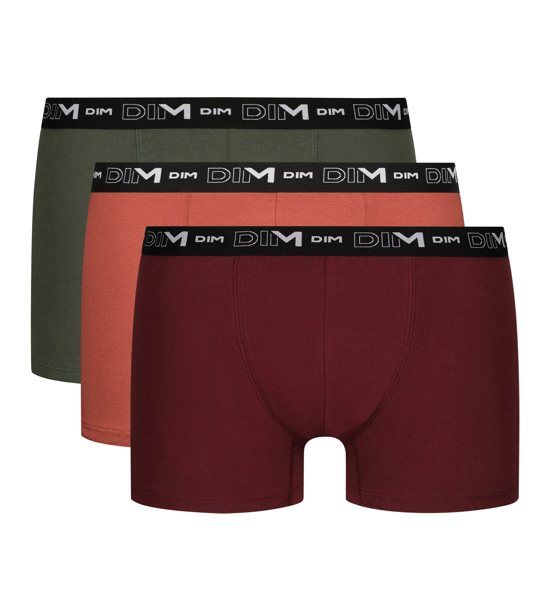 Pack of 3 Red Green Dim Cotton Stretch Boxer Briefs for Men
