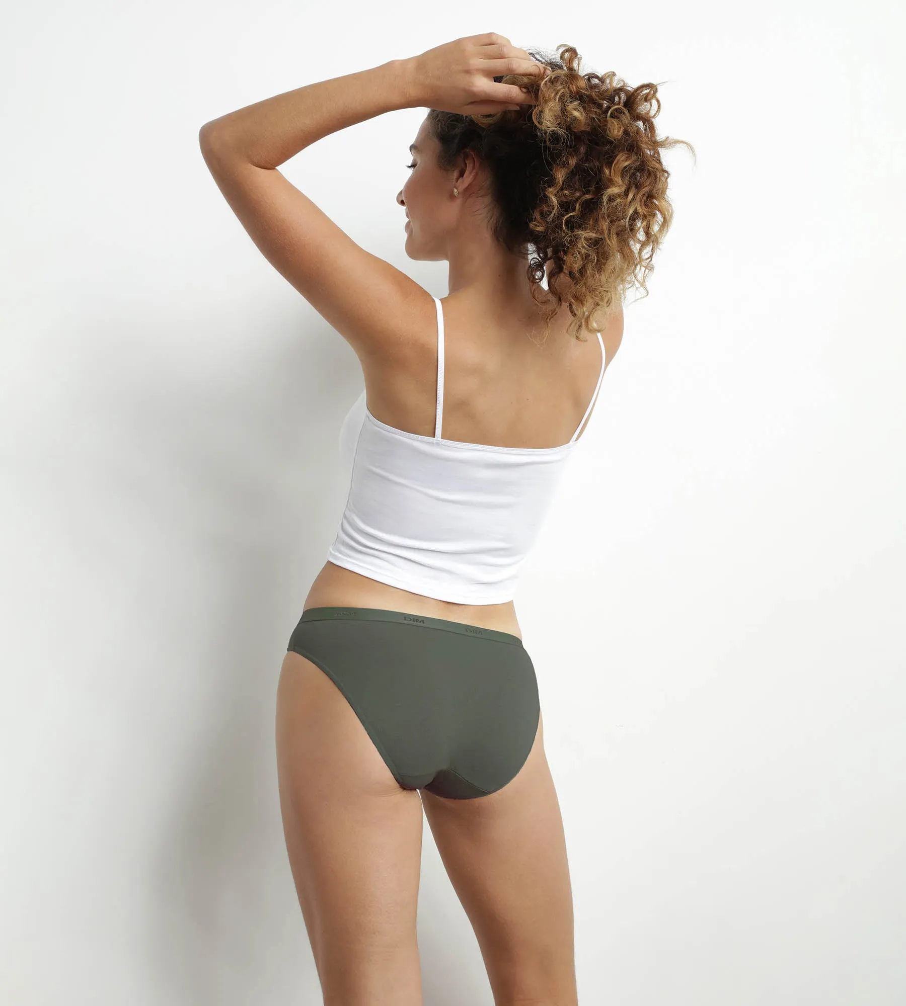 Pack of 3 stretch cotton panties Blue Red Green Les Pockets Ecodim