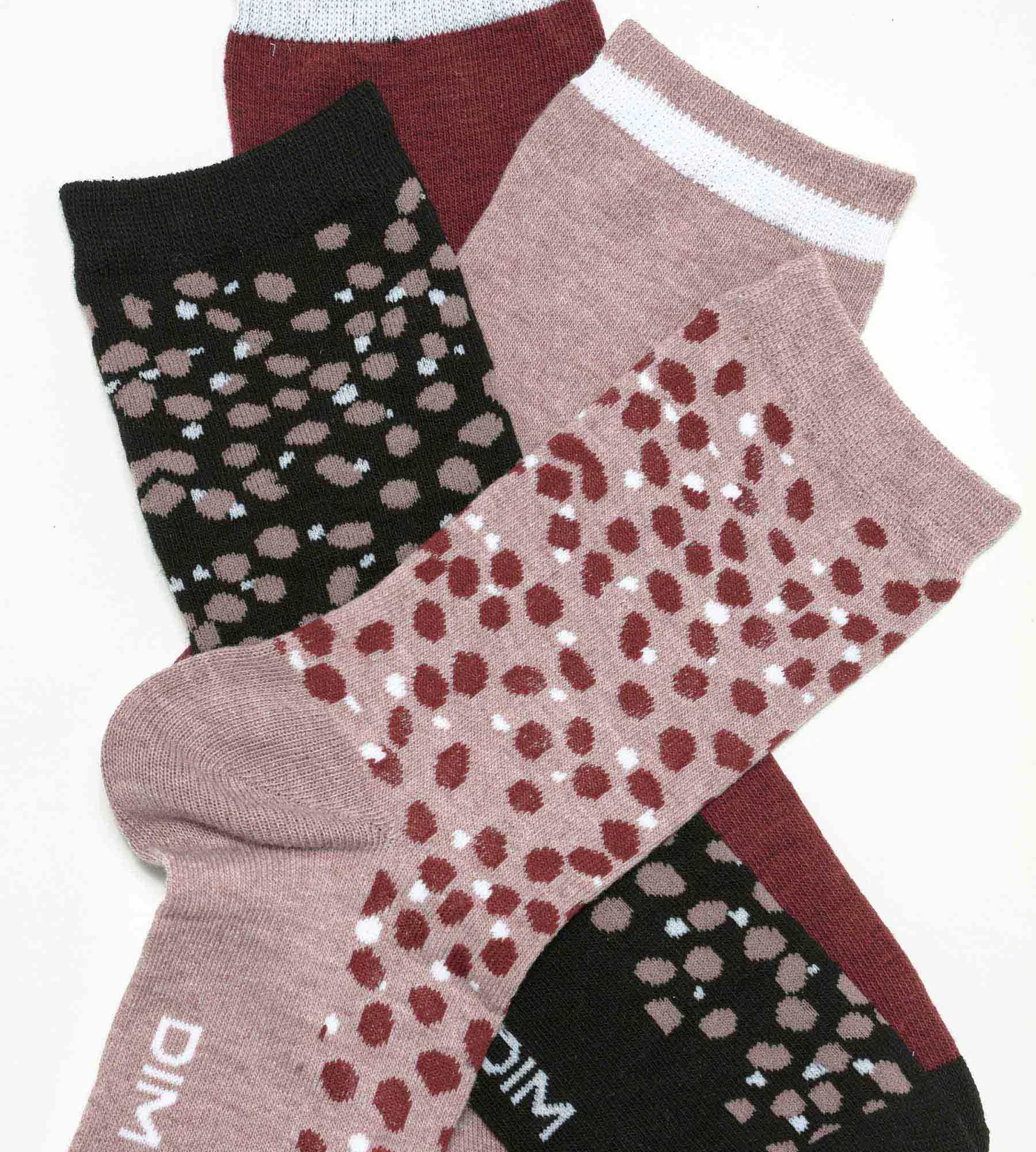 Pack of 4 pairs of women's socks in Garnet Black with spots Ecodim Style