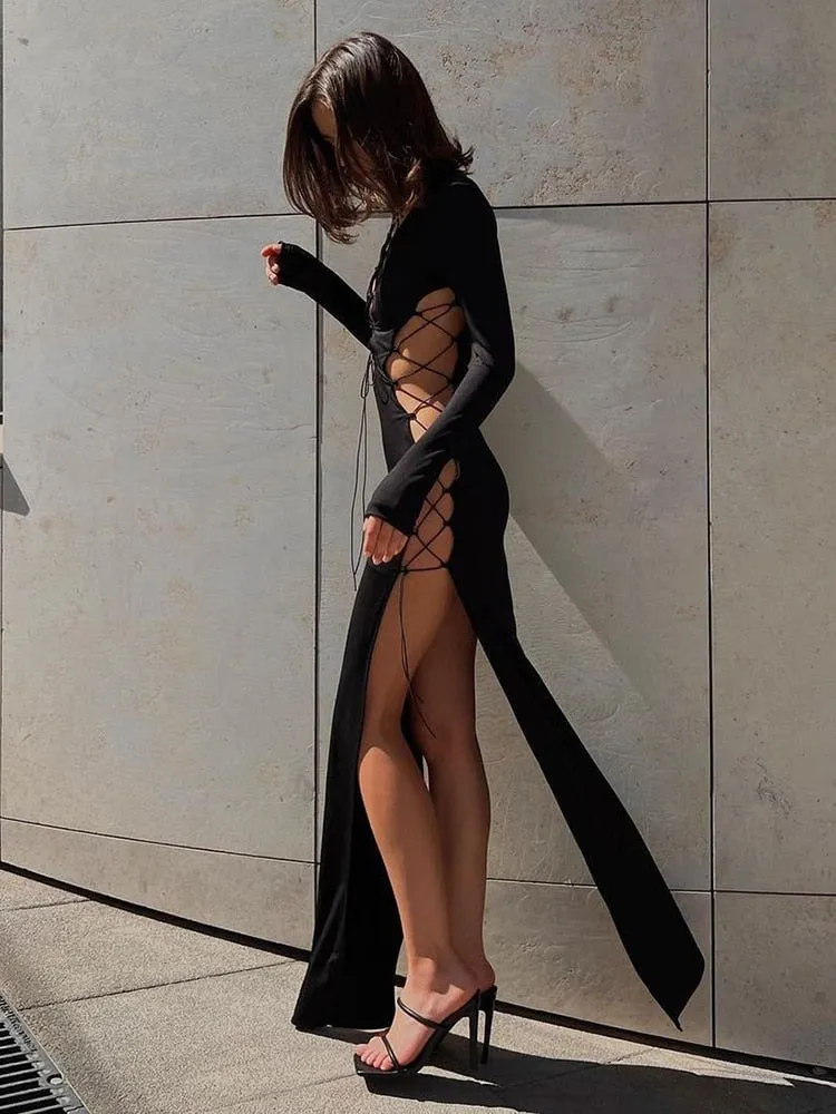 #PB Bandage Slit Maxi Dress