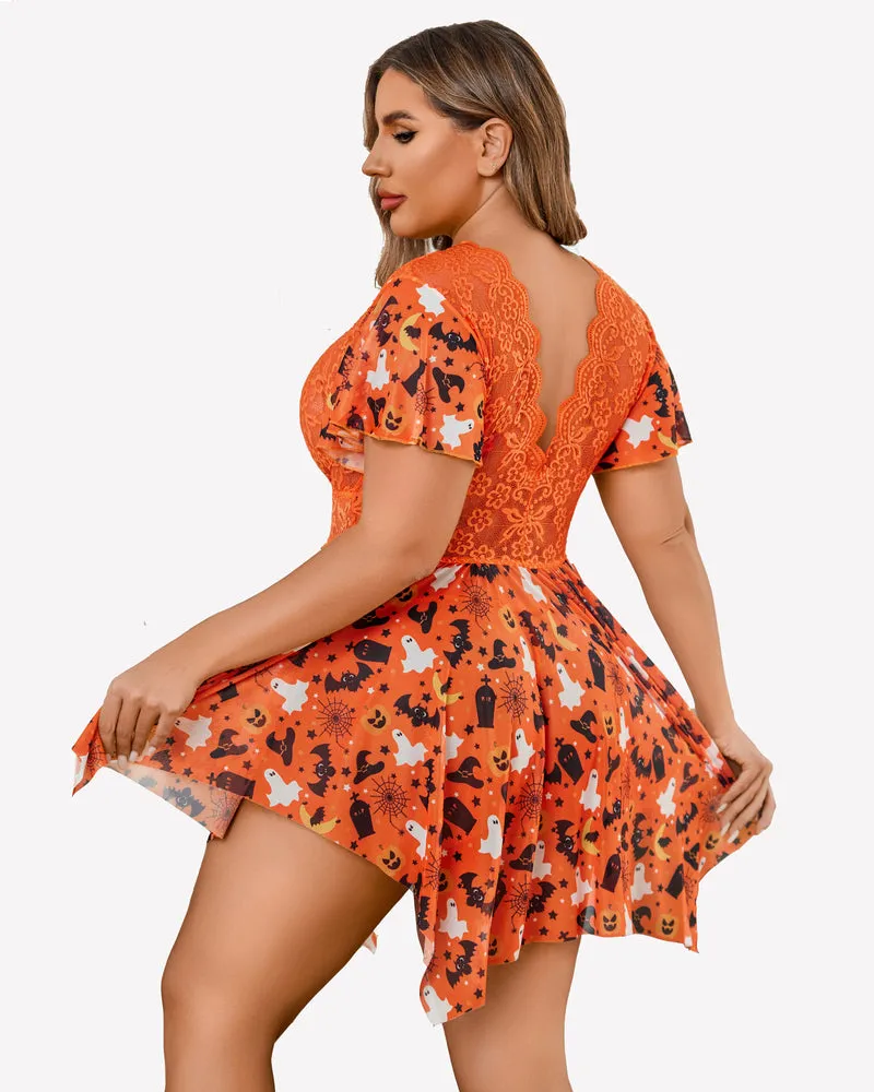 Plus Size Babydoll Floral Lace Lingeries