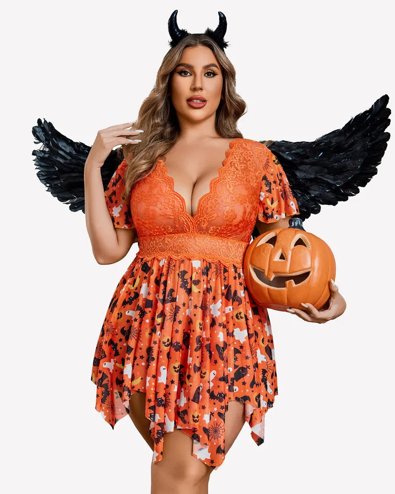 Plus Size Babydoll Floral Lace Lingeries
