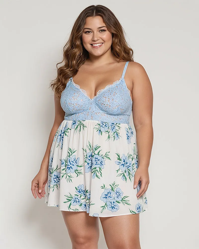 Plus Size Floral Comfy Lace Babydolls
