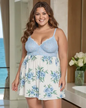 Plus Size Floral Comfy Lace Babydolls