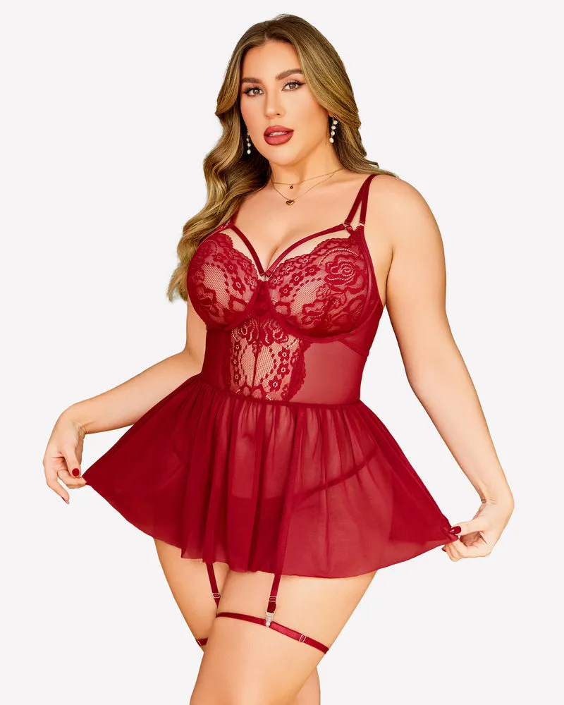 Plus Size Lace Babydoll Boudoir Nighty