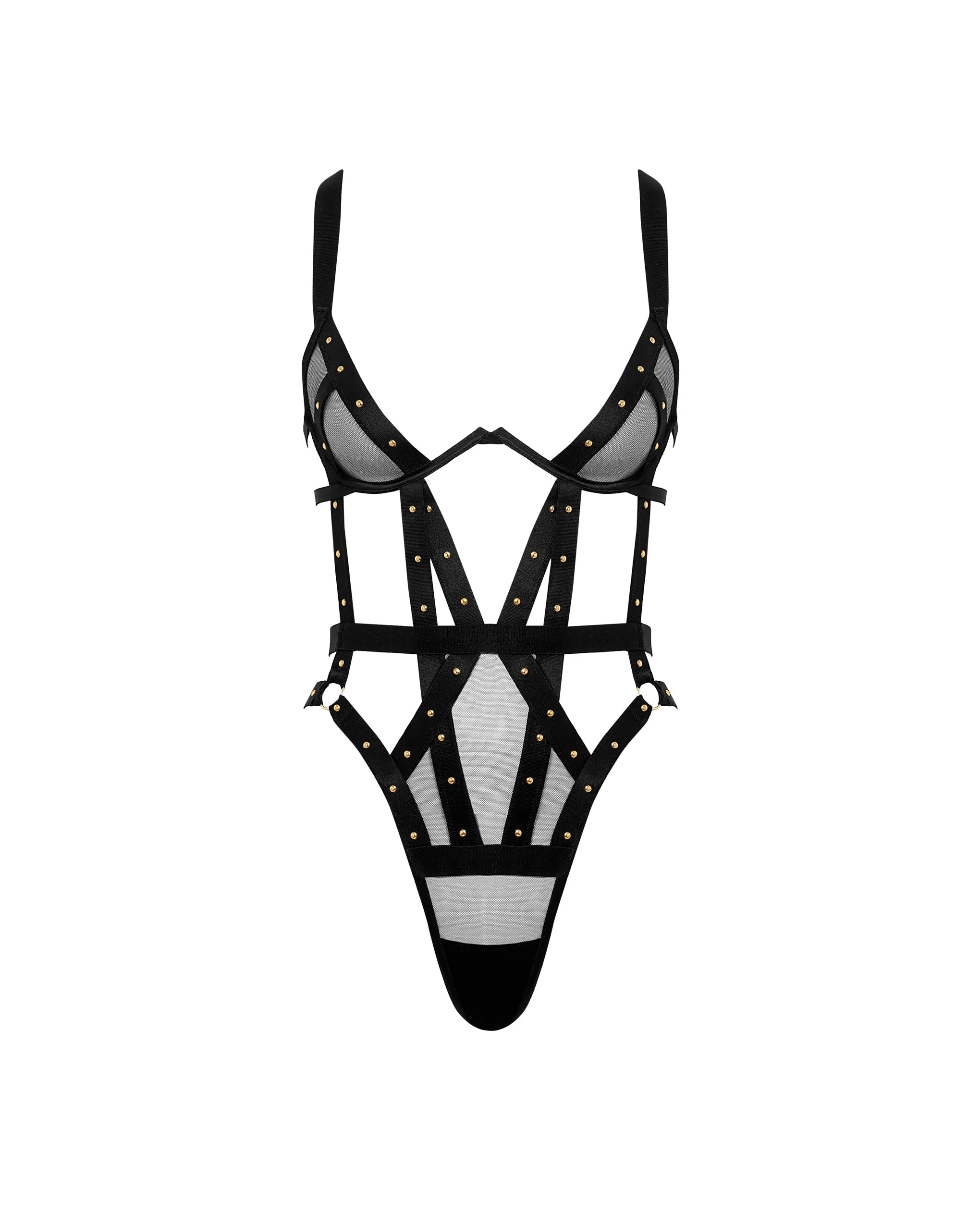 Sana Open Strappy Bodysuit Black