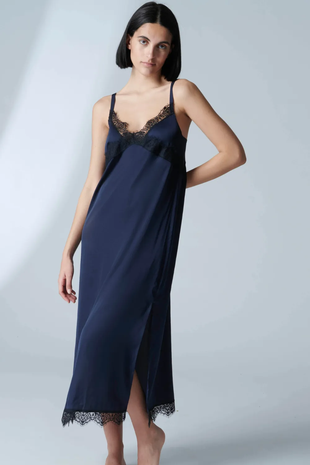 Satin Secrets Long Nightdress in Full Moon