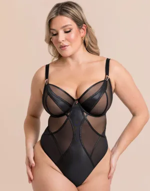 Scantilly Suspense Plunge Bodysuit Black