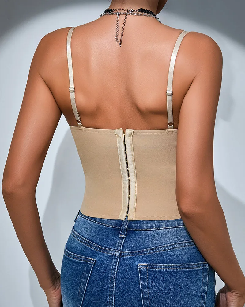 Sleeveless Corsets Top Ruffled Lace Trim Bustier
