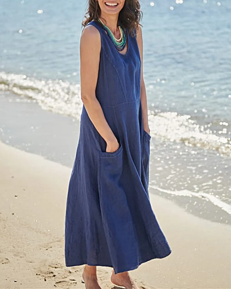 Sleeveless Dresses with Pocket