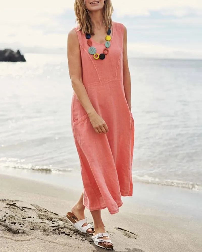 Sleeveless Dresses with Pocket