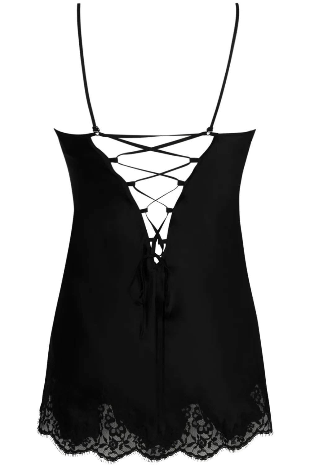 Splendeur Soie Silk Mini Babydoll in Black