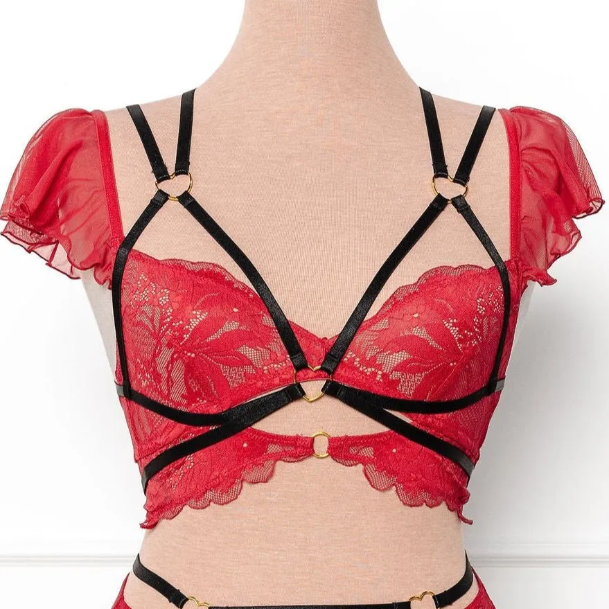 Strappy Heart Harness Top - Black