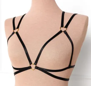 Strappy Heart Harness Top - Black
