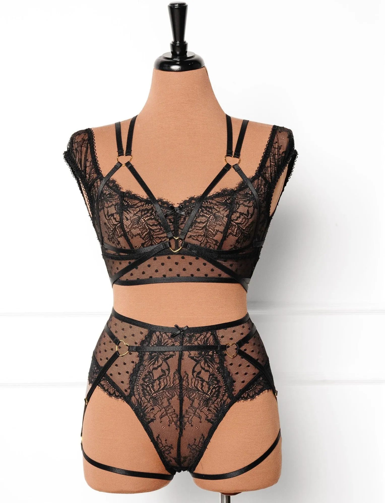 Strappy Heart Harness Top - Black