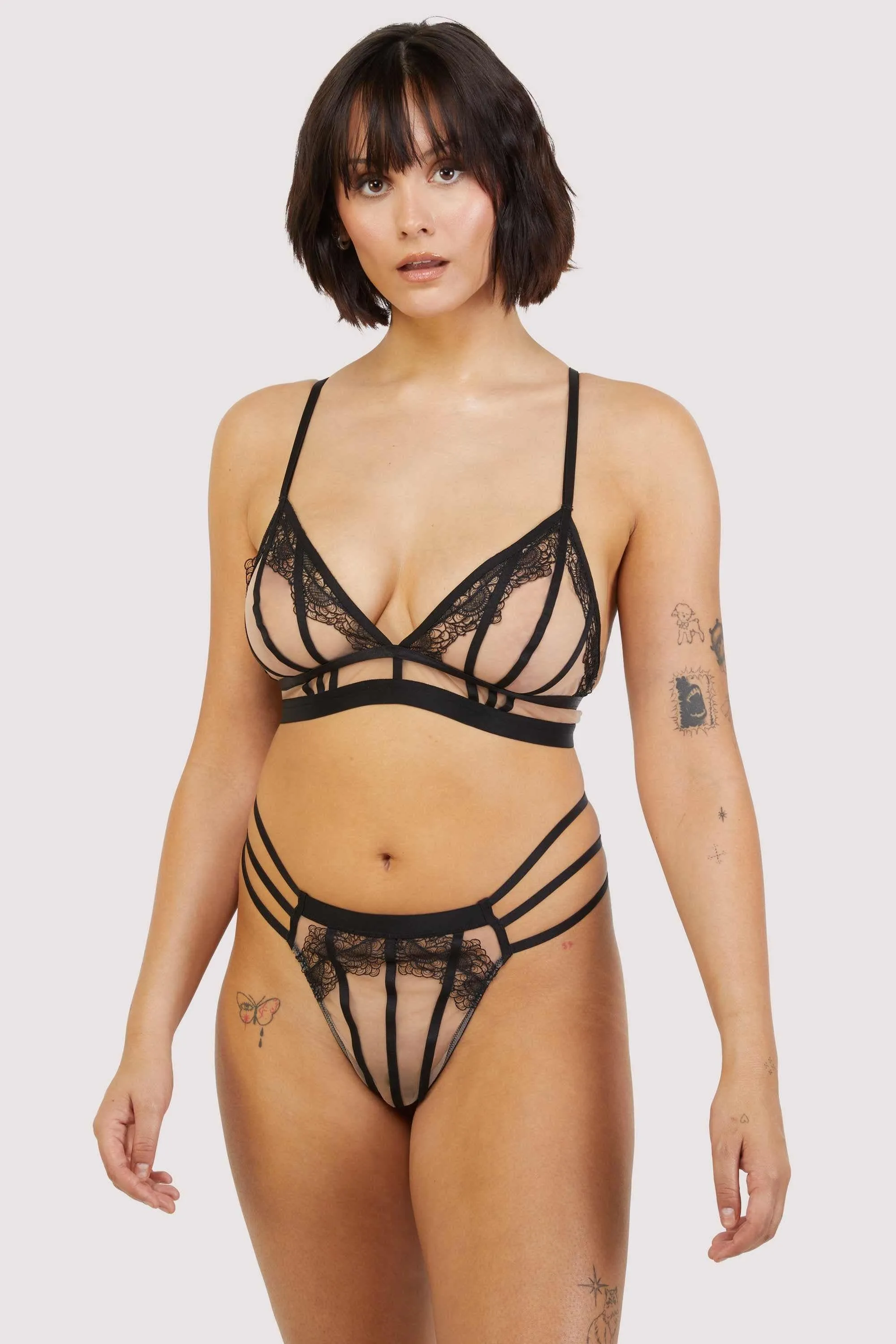 Tasha Black Illusion Mesh Triangle Bra