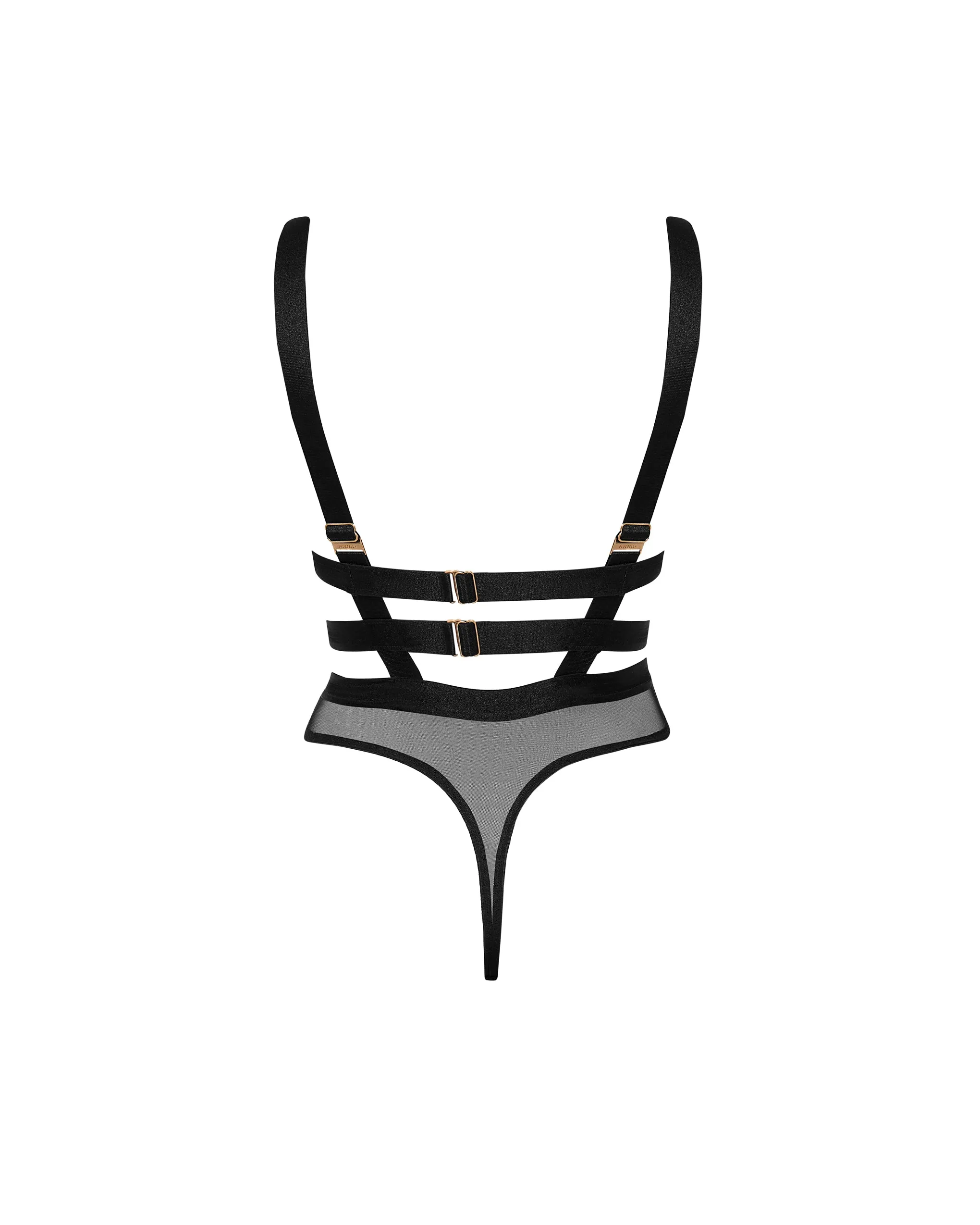 Trinity Strappy Sheer Bodysuit Black