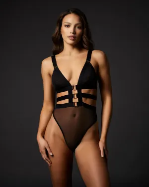 Trinity Strappy Sheer Bodysuit Black