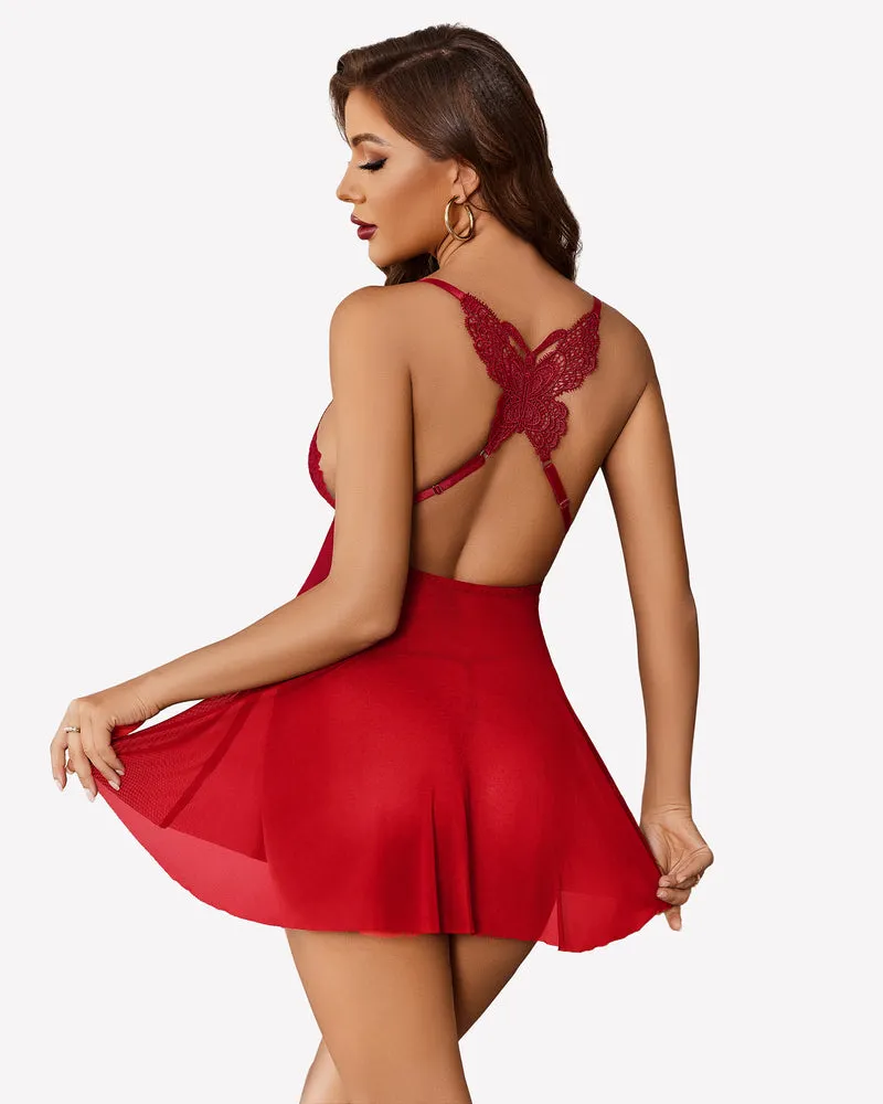 V-Neck Lace Babydoll Outfits