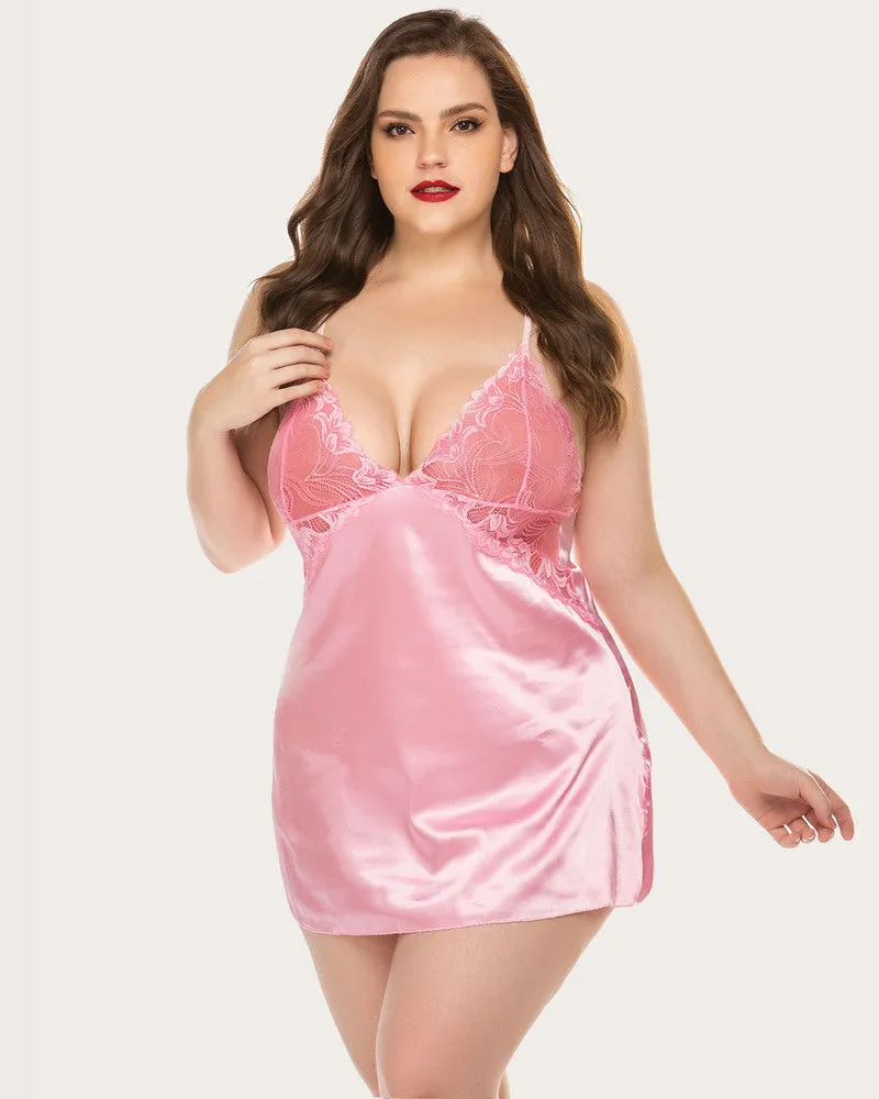 V Neck Nightwear Satin Sleepwear