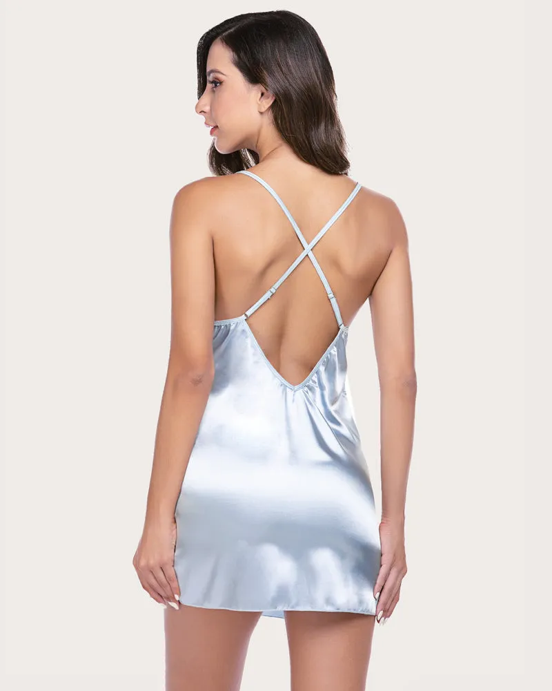 V Neck Nightwear Satin Sleepwear